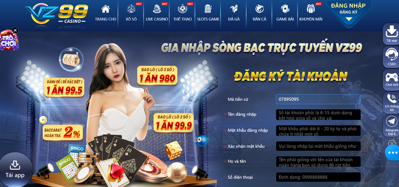 VZ99 - Sân chơi thịnh hành được cược thủ truy cập đông đảo